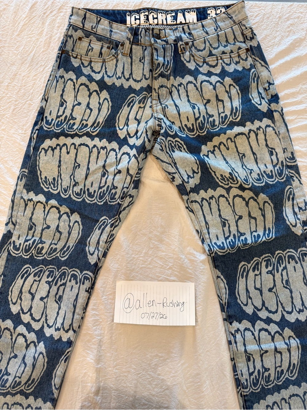 Icecream Blue Graphic Straight Jeans